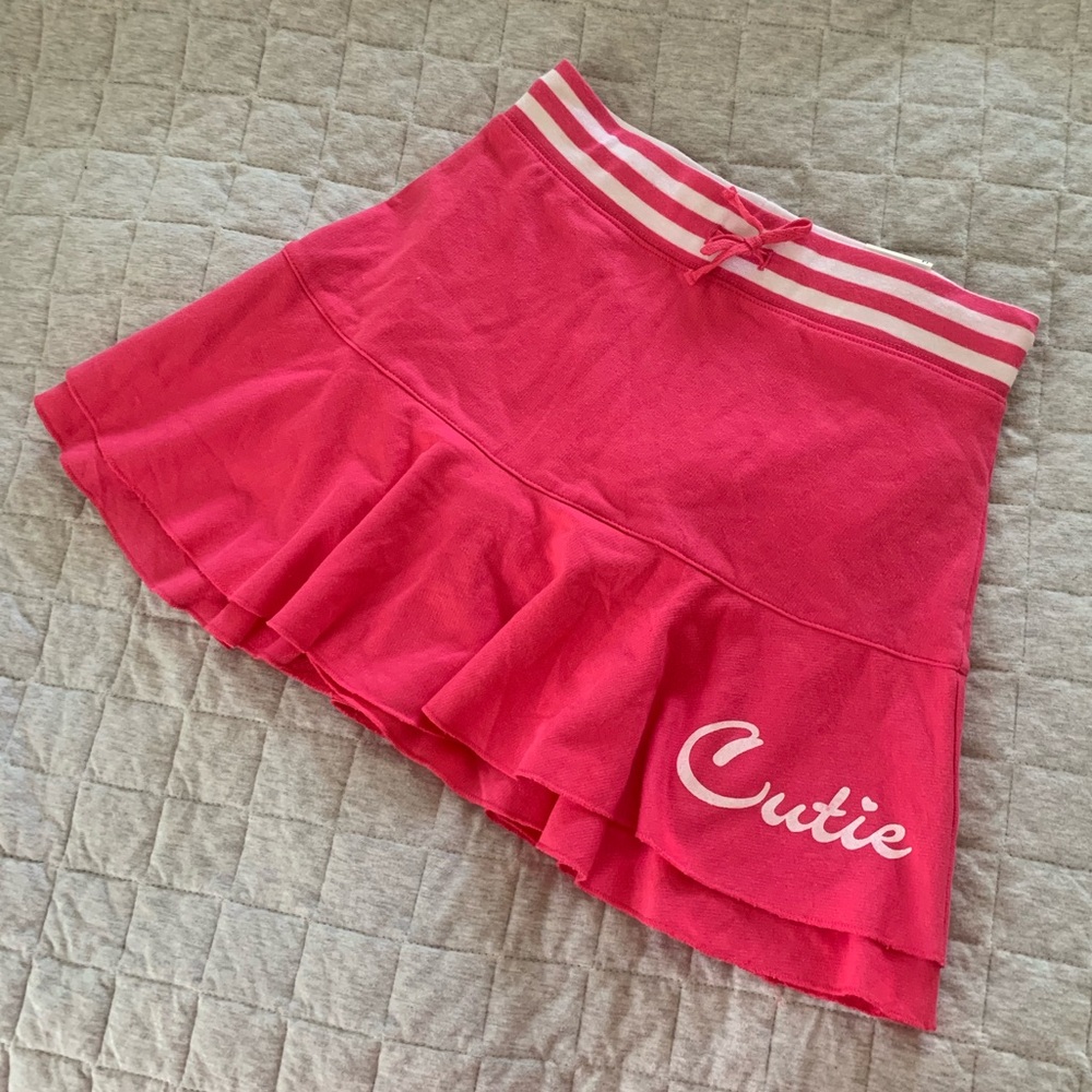 NWT Rare Vintage Y2K “Cutie” Fuchsia Pink White Striped Ruffle Tier Skort XS/S
